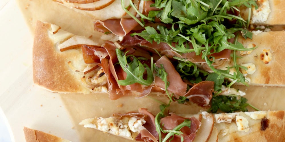 Honey, Pear and Prosciutto Pizza Joy + Oliver