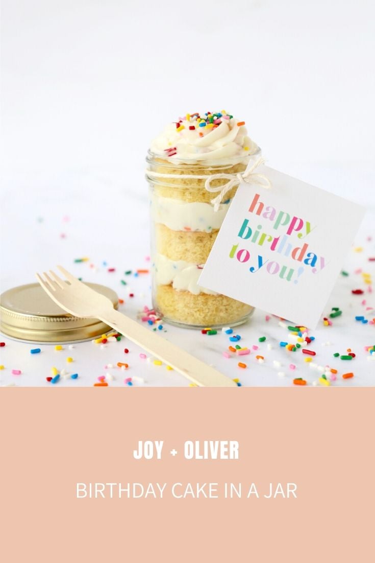 Birthday Cake in a Jar Joy + Oliver