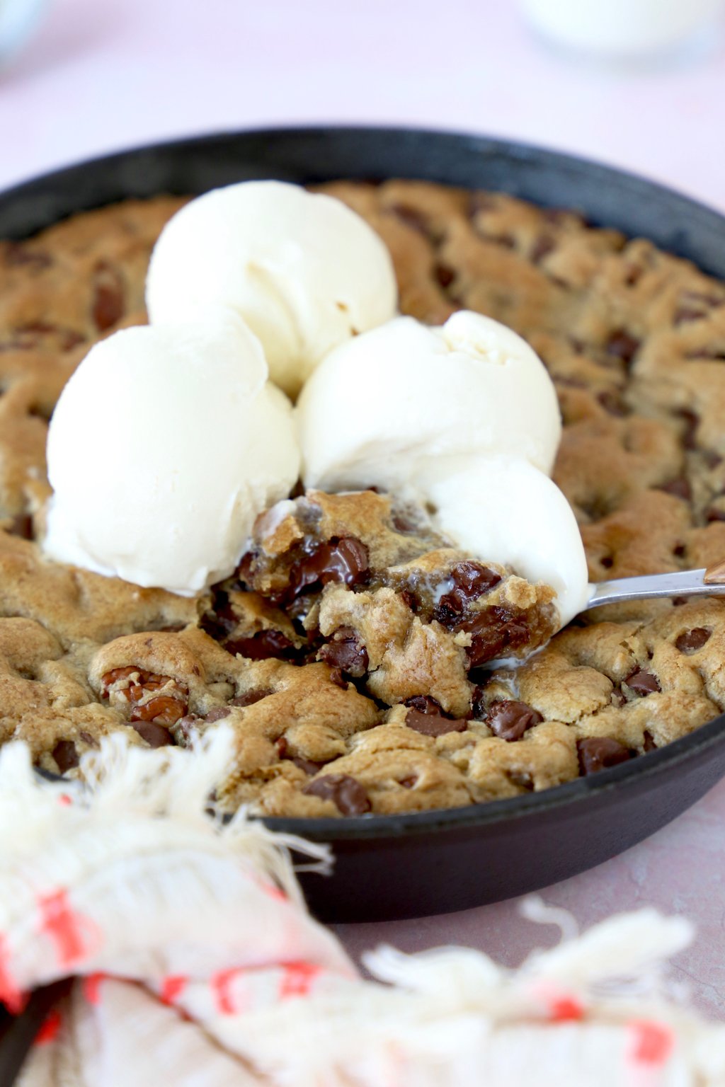 Browned Butter cast Iron Chocolate Chip Cookie