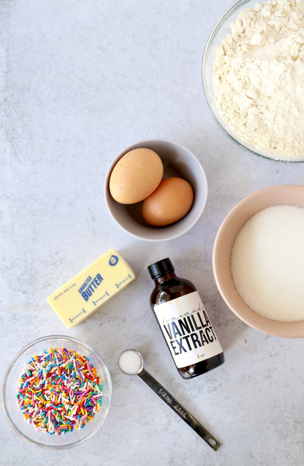 Ingredients for Sugar Cookie bars laid out