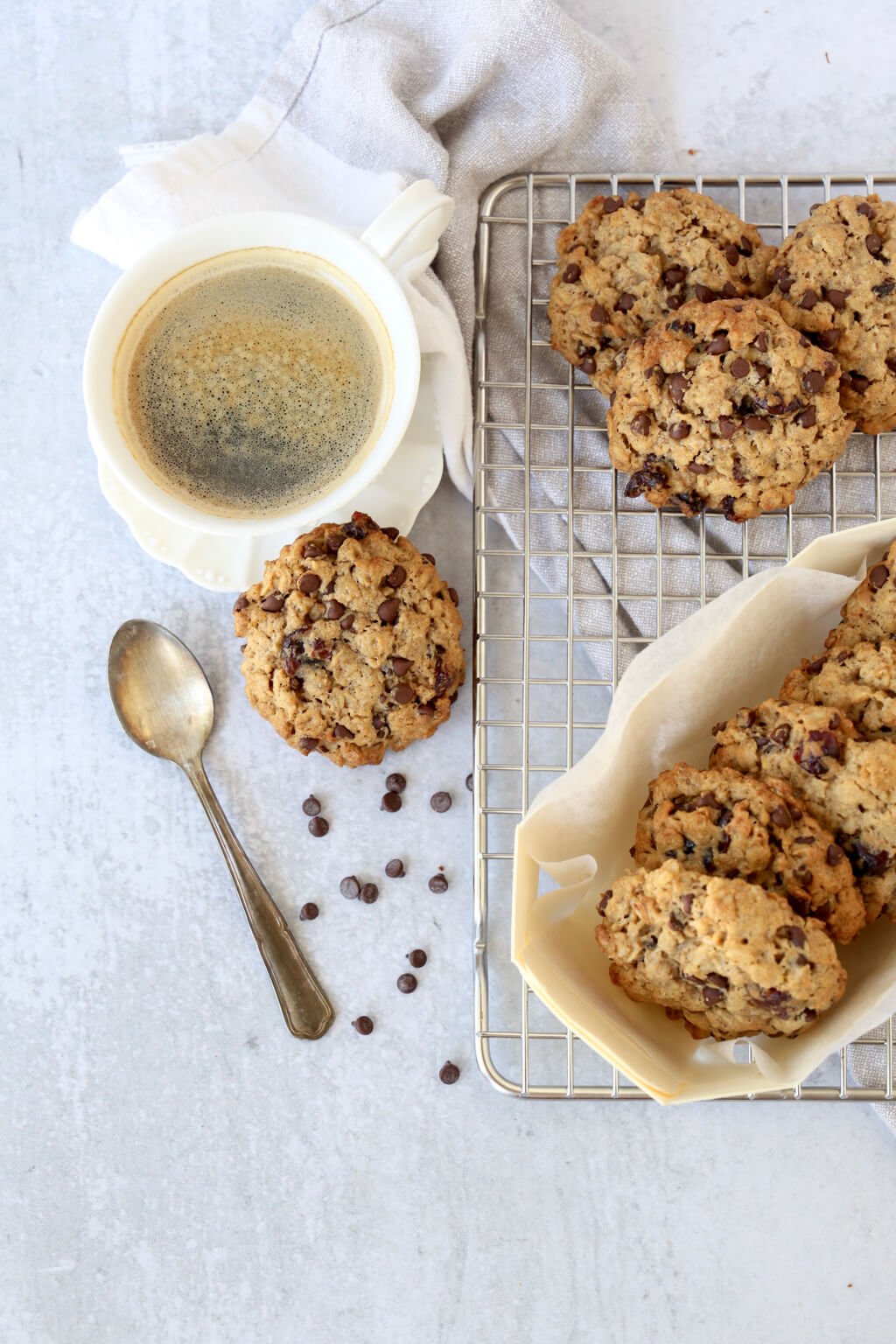 Breakfast cookies packaged up and sitting on a cooling rack