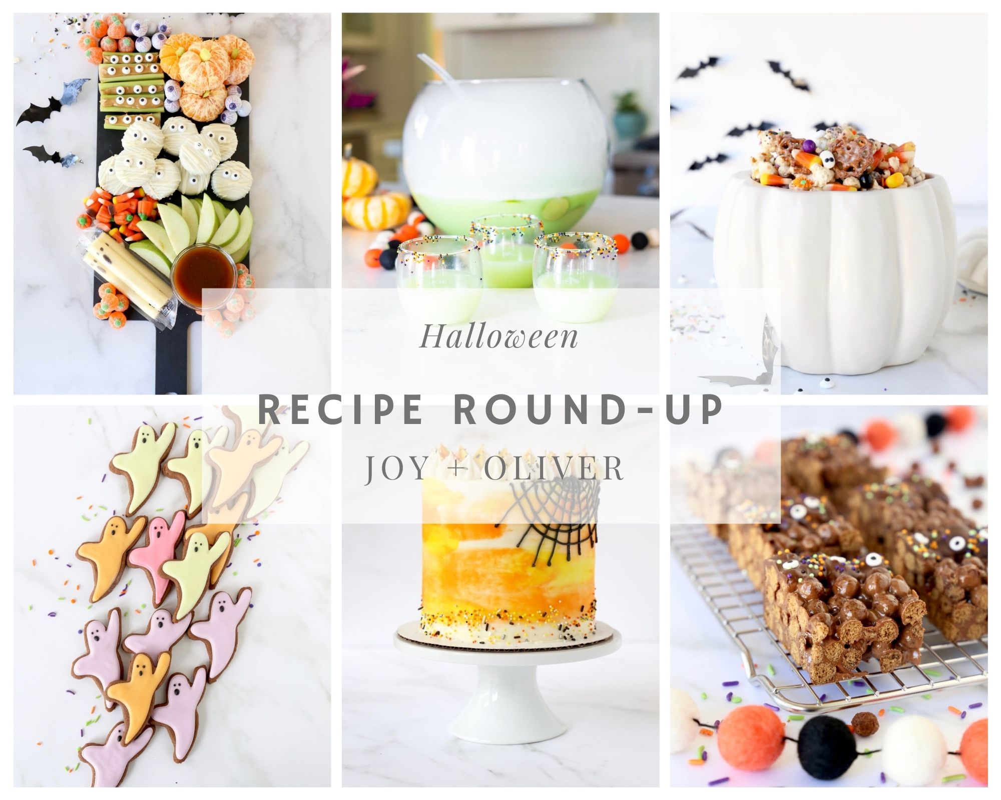 a collage of six halloween recipes 