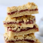 a stack of 4 jam shortbread bars