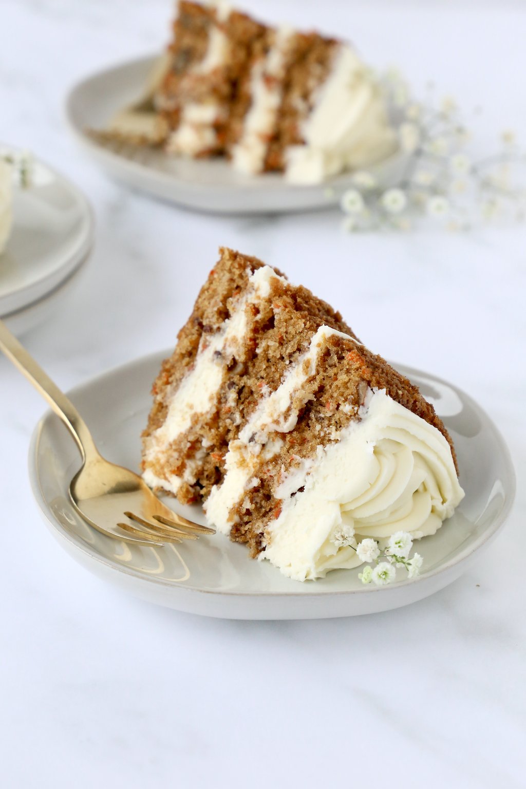 a slice of cake on a plate with a fork 