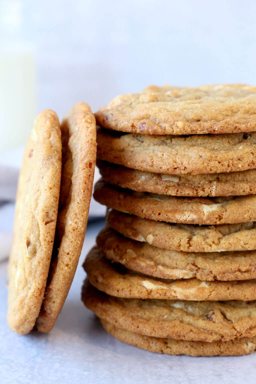 a close up of a stack of cookies 