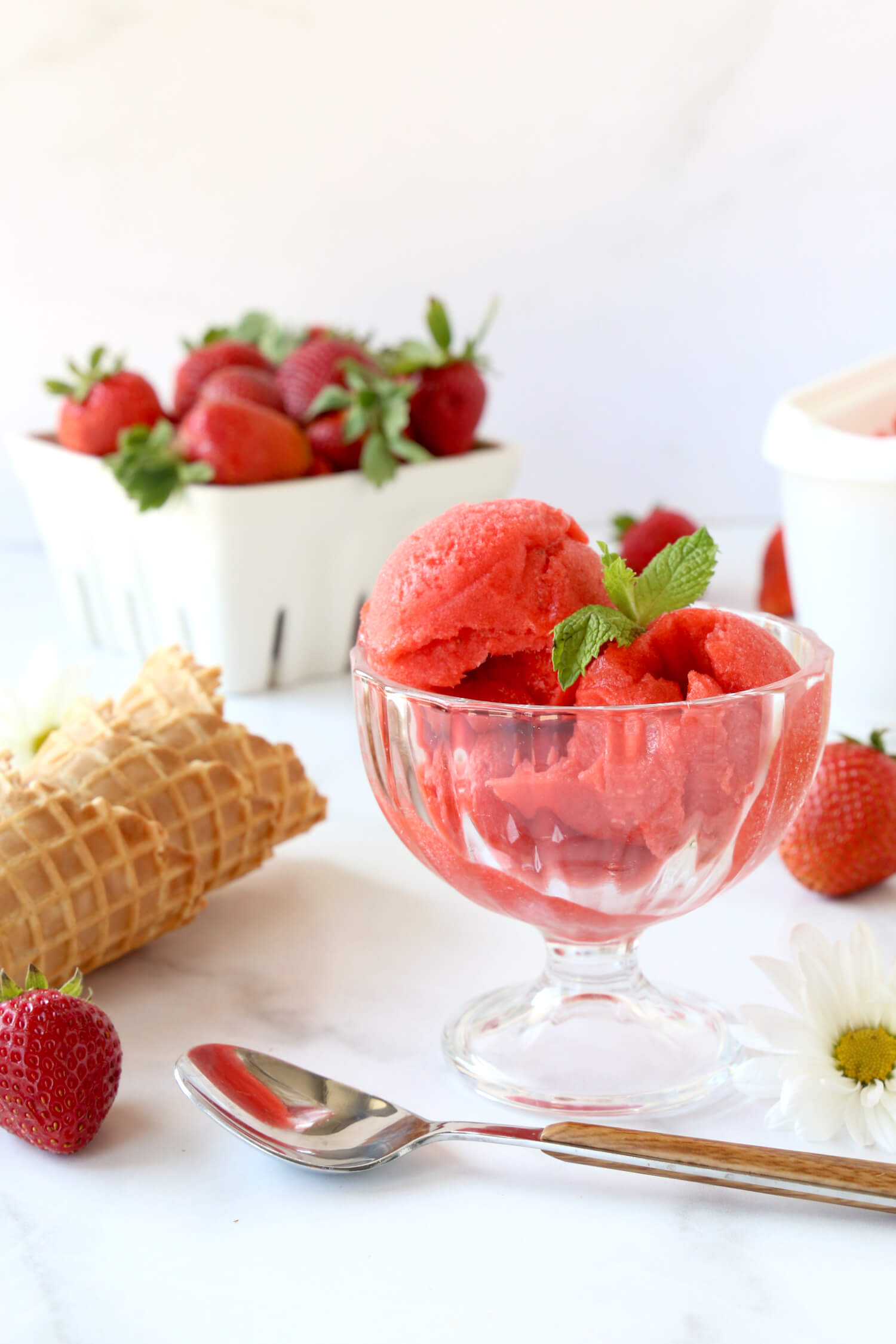 Easy Homemade Strawberry Sorbet - Joy + Oliver