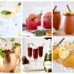 six images of different cocktails for a holiday round up.